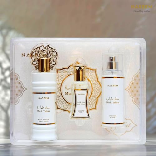 Naseem Musk Tahara Gift Set Unisex 24 ml Concentrated Oil + 100 ml Body Mist + 100 ml Parfum Aqua