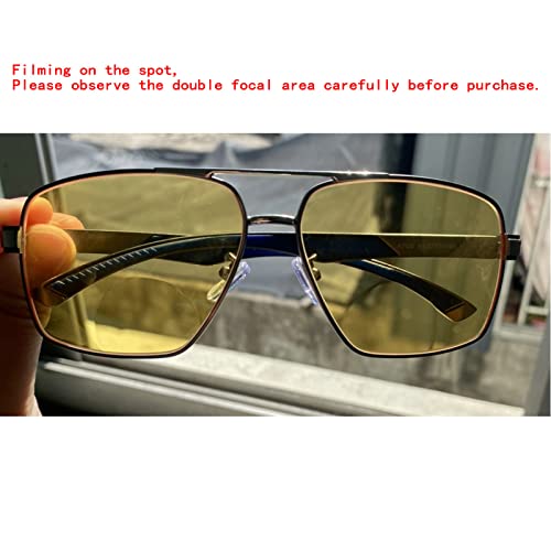 mincl Night Vision Driving Reading Glasses for Men Women, Anti-glare Night Time Bifocal Sunglass Reader Yellow Lens Metal Frame (gray&night vision, 1.5, multiplier_x)