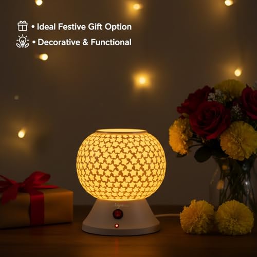 Image of Signamio Hand Made Table Top Camphor Diffuser Burner - Kapoor Machine for Home & Office - Kapoor Dani Electrical Aroma Oil Diffuser Night Lamp - DN-3 (Aroma Oils not Included)