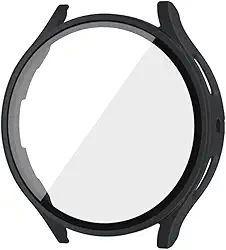 CORONITAS Capa Protetora para Samsung Galaxy Watch 7, 44mm e 40mm, Película 5D Interna, Proteção 360° (Preto, 44mm)