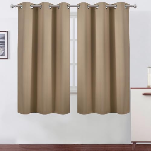 Image of LEMOMO Blackout Curtains 42 x 63 inch /Natural Curtains Set of 2 Panels /Thermal Insulated Room Darkening Bedroom Curtains