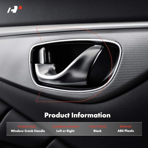 Image of A-Premium Driver or Passenger Side Window Crank Handle Compatible with Kenworth T300 2005-2007, T600A 2005-2006, Black