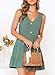 MITILLY Women's Summer Sleeveless V Neck Button Down Casual Pocket Swing Short Dress Medium Light Green