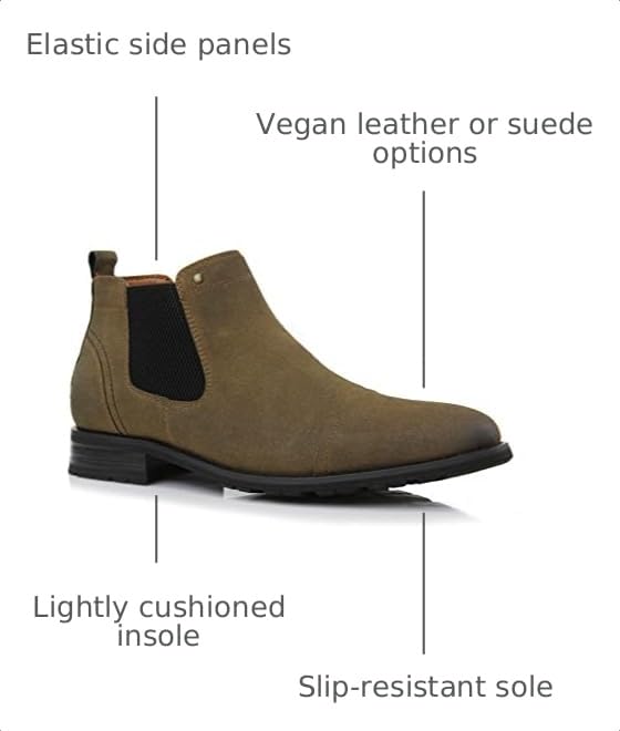 Image of Ferro Aldo Men's Chelsea Boots | Pull-On Ankle Boot in Plain Toe, Cap Toe & Wingtip Brogue Styles | For Casual, Dress, Work & Formal Events