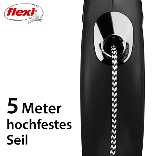 flexi® Classic S Seil 5 m schwarz, Roll-Leine für Hunde bis 12 kg
