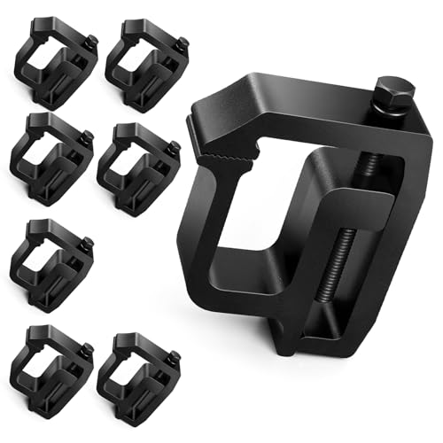 Plumrelos 8 PCS Camper Shell Clamps - Drill-Free! Heavy Duty Aluminum Camper Shell Clamps, Anti-Loose & Non-Slip, Universal Fit for Chevy Ford Dodge Ram F150 F250 (No Drilling, Protect Your Truck)