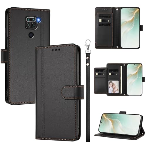 �X�}�z�P�[�X �Ή��@�� for Redmi 10X 4G,�Ή��@�� for Redmi Note 9 4G �X�}�z�P�[�X�y�E�H���b�g�f�U�C�� �f���A���J�[�h�X���b�g �L���b�V�� �t���b�v���X�^���h �����h�~�zBlack