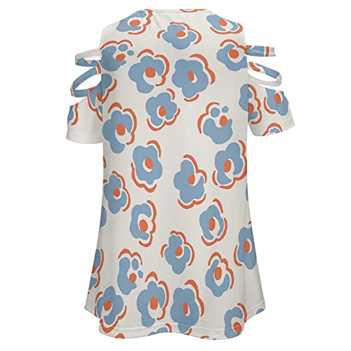 KccOsg Túnica feminina para usar com leggings, túnicas florais com ombro vazado, ajuste solto, zíper