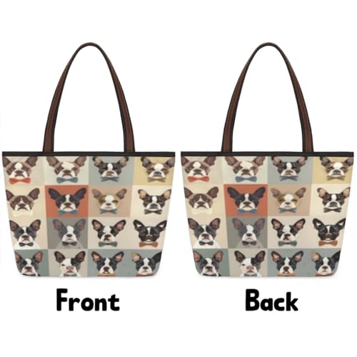 Large Tote Bag For Women Dog Funny Cute Work Cloth Bags With Zipper Reusable Grocery Hand Bags Casual Travel Overnight Tote Purses Fit Travel,Work, Vacation,Beach, Shopping, Gym,Gifts3