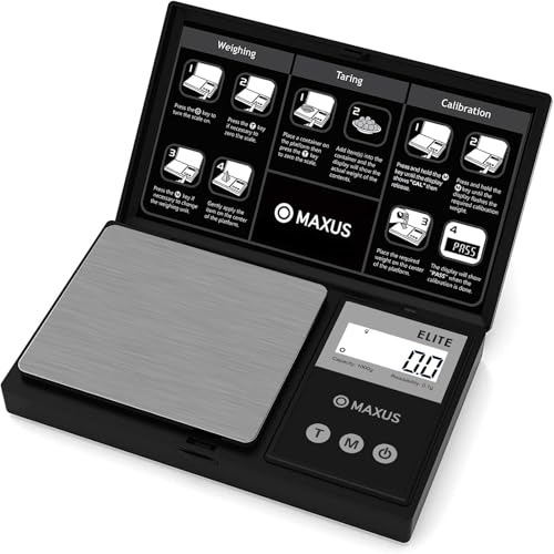 MAXUS Digital Gram Scale 1000g/0.1g, Small Food Scale with Backlit LCD, Mini Pocket Scale for Jewelry