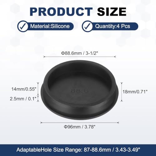 Image of MECCANIXITY 4pcs T-Shaped Silicone Plugs 88.6mm 3-1 /2 inchDia Snap in Plug