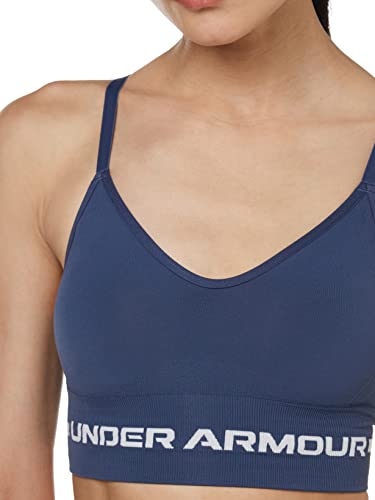 Under Armour Women's Seamless Low Impact Long Bra , (044) Downpour Gray / / White , Medium #TOP1