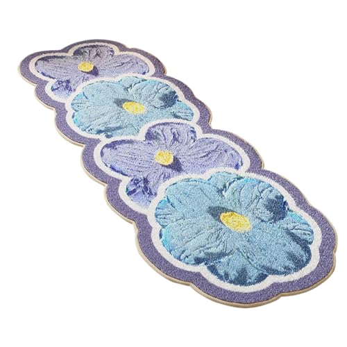 Alfombra de baño con diseño floral 120x50cm tapete de pasillo lavable 2