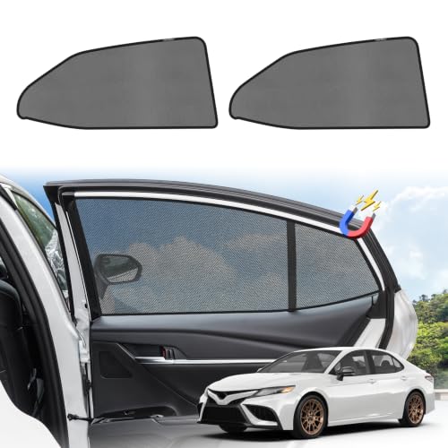 Image of KUST Car Window Shades for 2018-2024 Toyota Camry Accessories, Breathable Mesh Magnetic Window Covers, Rear Back Side Window Sun Shades UV Block Privacy Protection for Baby Camping Napping 2PCS