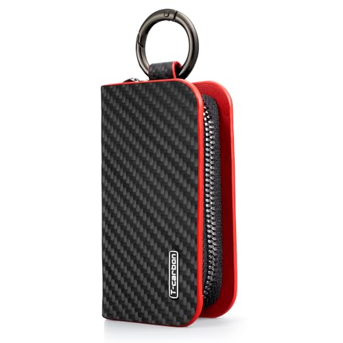 Sac pour clés de voiture T-carbon rouge étui de protection rigide anti-choc