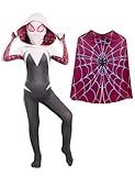 ToBunm Spider Cosplay Costume Superhero Jumpsuit Ghost Bodysuit with Cloak Kids Halloween
