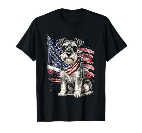 Miniature Schnauzer 4th of July Patriotic Dog T-Shirt