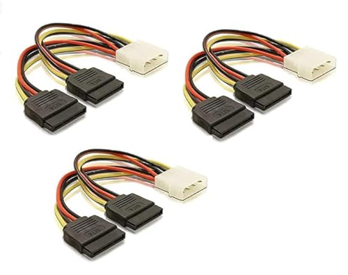 Image of LipiWorld 4 Pin Molex to 15 Pin Female Dual SATA Power Copper Serial ATA Adapter Y-Cable Hard Drive Extension Cable 4Pin to Dual Sata Female (Pack Of 3)