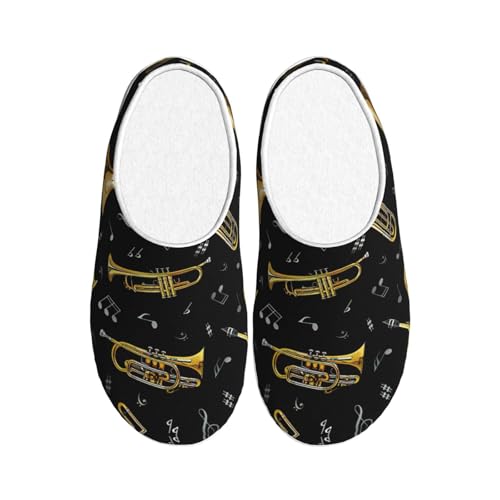 Pantoufles peluche instruments de musique EdWal noir antidérapantes 39