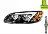 KOZAK Black LED Headlight (Driver Left Side) Compatible with PETERBILT 330 335 384 386 387 PLUS Logo, Windshield Wipers and Vest