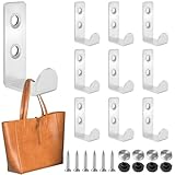 HSYTEK 10 Stück Garderobenhaken Weiß, L Förmige Wandhaken, Universal Kleiderhaken Wand, Metall Haken zum Schrauben für Fluren, Wohnzimmern, Badezimmern, Garderoben, Garage Wandmontage
