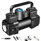 Electric Tire Pump - Auto Tire Air Pump, Inflator Car Tire, Car Tire Pump Electric with Digital Pressure Gauge Led Light | Rapid Inflation | Portable Air Compressor for Cars Motorcycles Bicycles Balls
