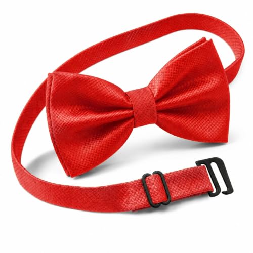 Bow Tie for Men Polyester Solid Pretied Bowties Adjustable Tuxedos Bowtie for Weddings & Grooms Gift Bow Ties for Women (1 Red)