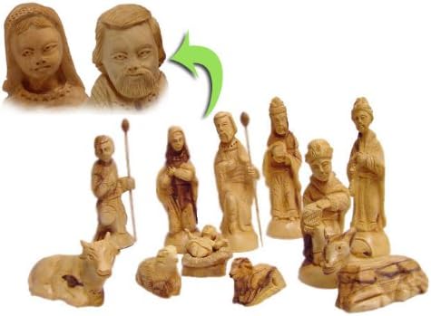 Deluxe Olive Wood Nativity Set- Hand Carved in Bethlehem, The Holy Land.