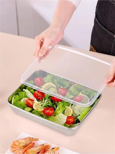 Bandeja rectangular de acero inoxidable contra roturas, plato bento duradero 3