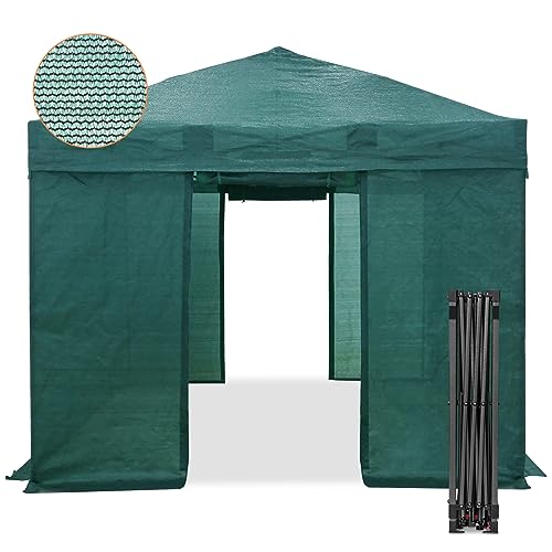 EAGLE PEAK 10x10 Walk in Shade Cloth Cover Greenhouse Instant Pop up Portable Gardening Green House with Mesh Cover, Roll up Doors, Green
