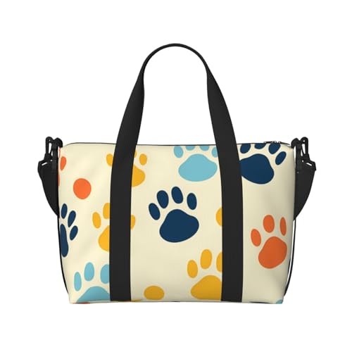 Cute Cat Paw Print Travel Duffel Bag Polka Dot Footprint Carry On Tote Bag for Women Large Shoulder Weekender Overnight Bag Sports Gym Bag2