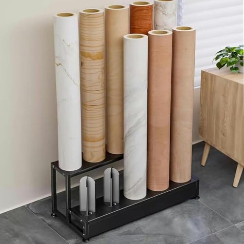 Support de rangement métallique pour rouleaux de vinyle et nappes