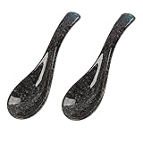2PCS Estilo Japonés Azul De Cerámica De La Manija Cuchara, para Ramen, Soups y Postres, Cucharas de Porcelana Creativas para Uso Doméstico y Familiar (Azul oscuro)