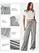 Aleumdr Women's Fall Fashion Cargo Sweatpants Fleece Lined High Waisted Wide Leg Pants Athletic Casual Baggy Sweat Pants with Pockets Light Grey XX-Large