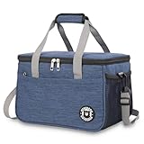 HIHIBEAR Bolsa Termica Porta Alimentos 9L, [ Forro de PEVA resistente a las fugas ] Bolsa Nevera Porta Alimentos, Bolsa Comida Trabajo, Lunch Bag, Bolsa de Almuerzo Oficina Viaje Picnic (Azul, 16L)