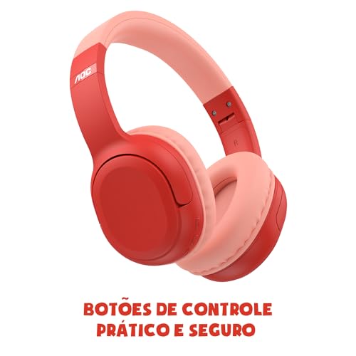 AOC - Headphone Bluetooth Luccas Neto - Gi Neto Aventureira Vermelha GI001RD/00 com adesivos para pe