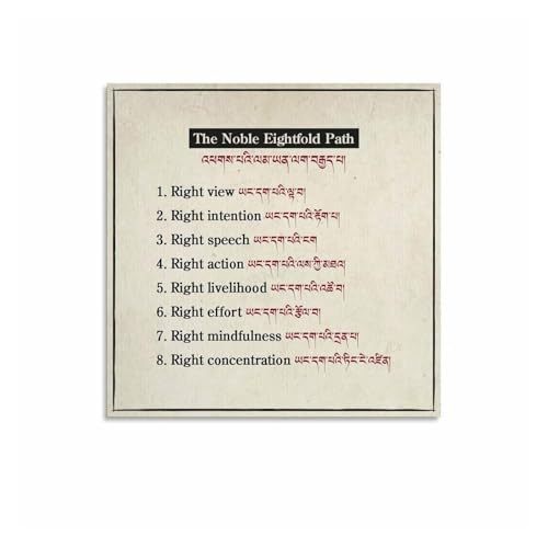Eightfold Path to Enlightenment Poster, Buddhism Philosophy Teaching Canvas Art, Gift for Mindfulness Practitioners(Unframed,08x12inch(20x30cm))