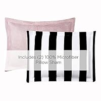 Juicy Couture Cabana Stripe Reversible Bedding Set - Queen Size - Black and White Stripe Print – 6 Piece Set – Includes 1 90" x 90" Comforter, 3 Decorative Pillows, 2 Shams — image 3