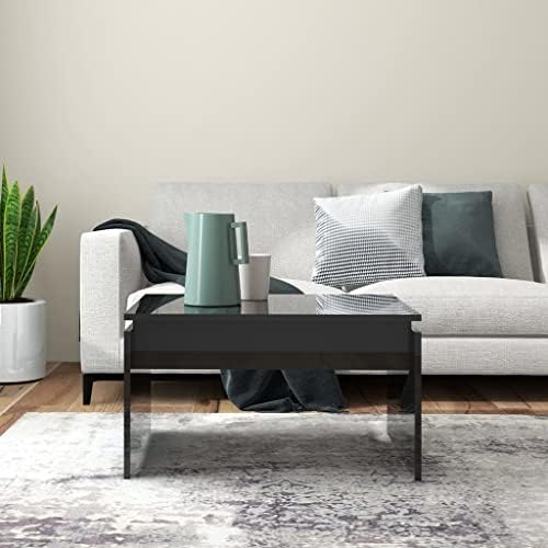 vidaXL Coffee Table Modern Home Decor Office Furniture Accessories Couch Side Centre Accent Sofa Table Desk High Gloss Black Engineered Wood