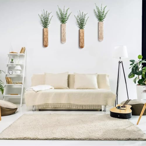 3 Pack Wood Wall Planter, Boho Wall Art for Entryway and Bathroom Decor, Modern Farmhouse Decor, Wall Decor Vase for Holding Fake Plants and Dried Flowers by WEWEOW - Image 7