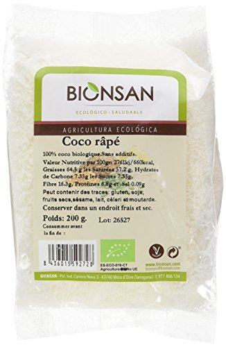 Bionsan - Noix de coco râpée biologique et naturelle | 6 Paquets de 200 gr | Total : 1200 gr 4191701 Cover