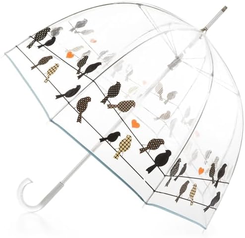 totes Womens and Mens Signature Clear Bubble Umbrella, Lightweight, Manual, Rainproof and Windproof