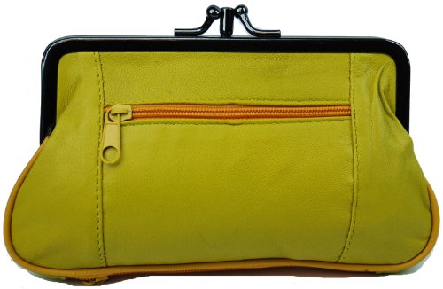 Image of MARSHAL Genuine Leather Change Purse with Clasp Closure (Red)