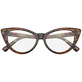 Super Cat Eye Glasses Vintage Fashion Mod Clear Lens Eyewear (Tortoise, 0)