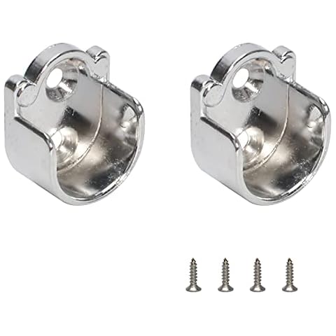 2 Pcs Closet Pole Sockets Flange Socket for Wardrobe Bracket Curtain Rod Pole End Easy Installation Or Quick Removal with Screws Electroplating Alloy (19mm) Cover