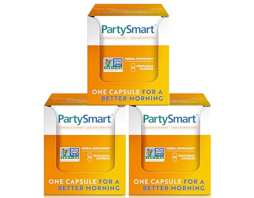 Himalaya PartySmart Clinically Studied Alcohol Breakdown Liver Support for a Better Morning After Drinking - Plant Based Vegan Non-GMO Gluten Free 10 Individual Capsules (Pack of 3)