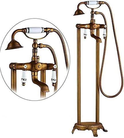 Mitigeur de baignoire autoportant en laiton antique avec douche pour salle de bain rétro