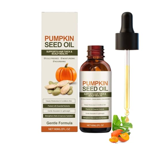 Cold Pressed Pumpkin Seed Oil for Hair Growth, Dry Scalp Oil, Skin and Nail Moisturizer, Pumpkin Seed Extract Drops for Scalp Care, Smooth Split Ends, Help Growth for Eyebrows, Eyelashes (60ml, 1PC)