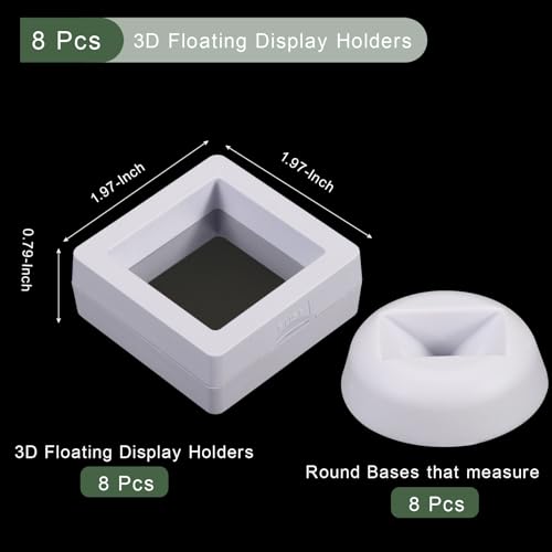 Set de 8 cajas flotantes para exhibición de monedas 3D miniatura 2