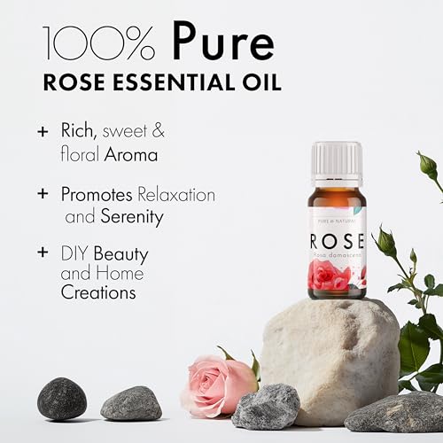 Image of Esslux Rose Essential Oil - 100% Pure Natural Rose Otto Oil for Skin, Hair & Diffuser | Luxurious Aroma of Fresh Roses for Aromatherapy, Body Care & Stress Relief | Ideal for Soap Making (30ml)